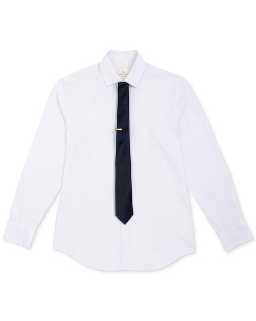 Con.struct Blue Solid Tie & 1" Tie Bar Set for men