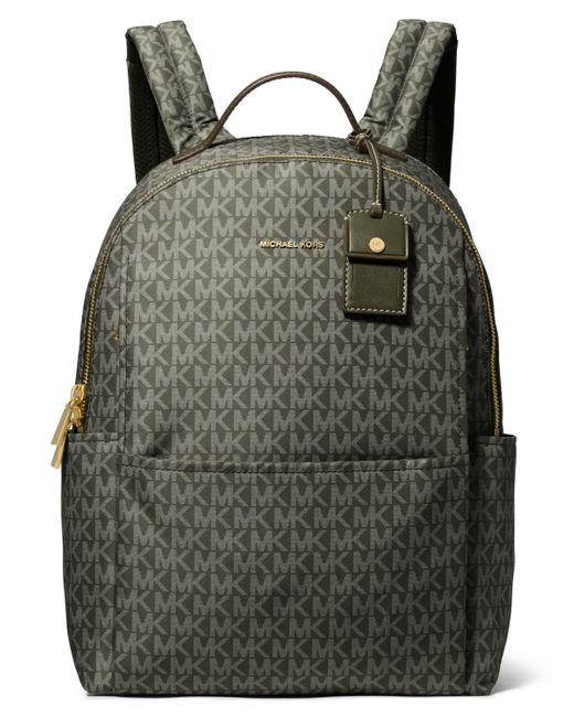 Michael Kors Gray Michael Sable Large Printed Signature Logo Backpack