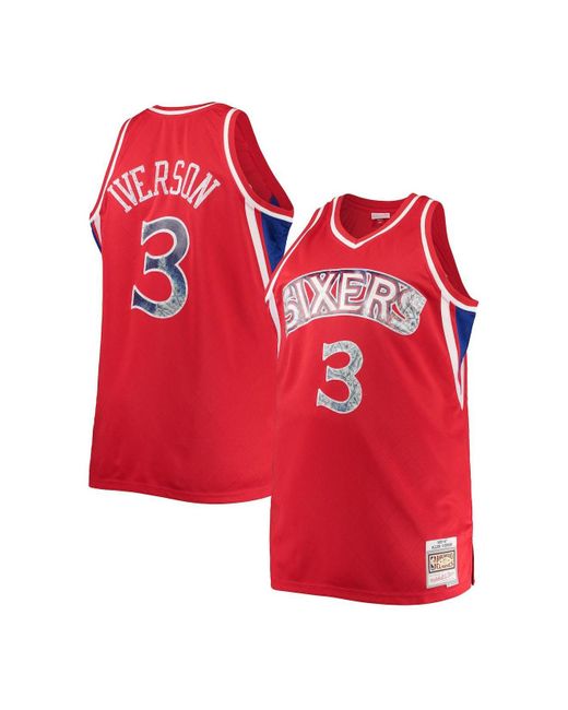 Mitchell And Ness Synthetic Allen Iverson Red Philadelphia 76ers Big And