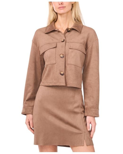 Vince Camuto Brown Cropped Faux-suede Jacket