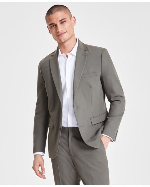 INC International Concepts Gray Elio Slim-fit Five Pocket Blazer for men