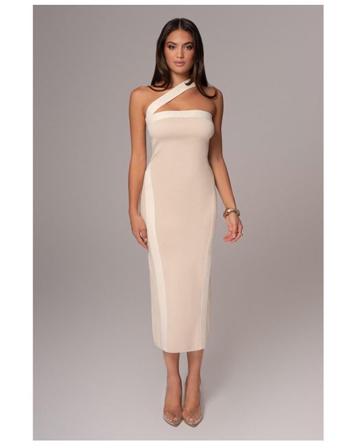 JLUXLABEL Gray Ivone Asymmetrical Midi Dress