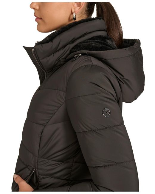 Calvin Klein Black Faux-fur-lined Hooded Puffer Coat