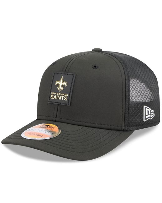 KTZ Black New Orleans Saints 2025 Sideline 9seventy Trucker Adjustable Hat for men