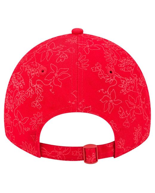 KTZ Red Los Angeles Angels Tonal Floral 9twenty Adjustable Hat