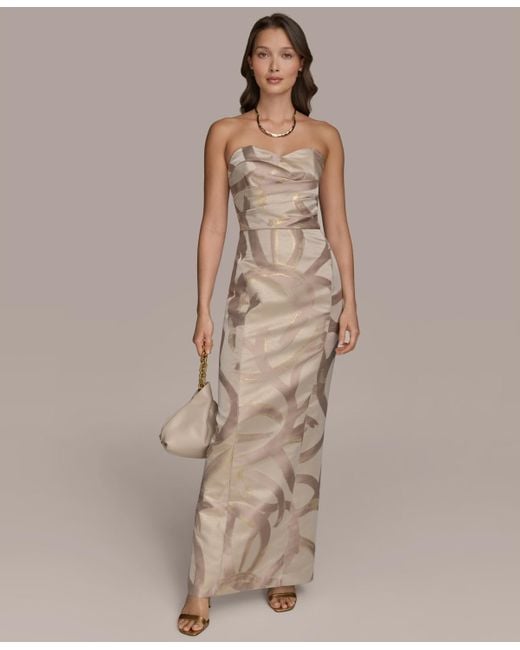 Donna Karan Natural Sweetheart Jacquard Gown