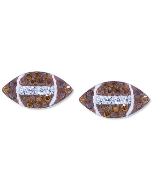 Giani Bernini Metallic Crystal Football Stud Earrings In Sterling Silver