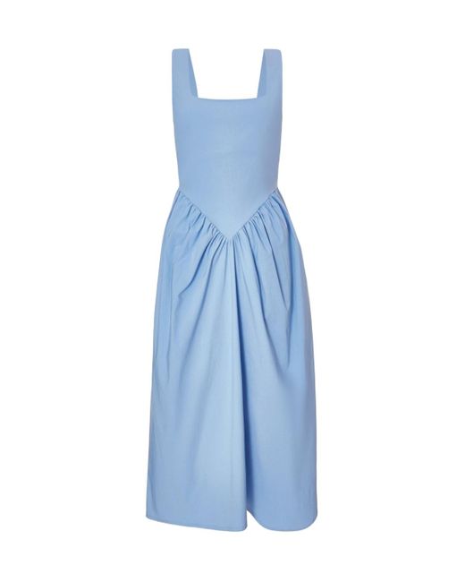 Quiz Blue Bengaline Square Neck Drop Waist Midi Dress