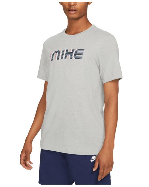 Nike Cotton Dual Logo T-shirt in Dark Grey Heather (Gray) for Men - Lyst