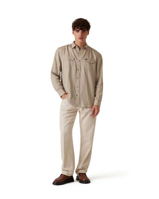 Guess Brown Washed Fluid Shirt for men