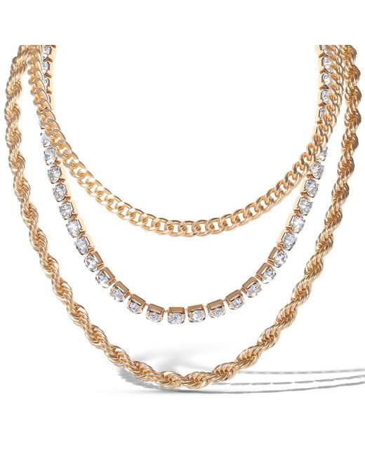 Jessica Simpson White 3-piece Twisted Chain Link Necklace Set