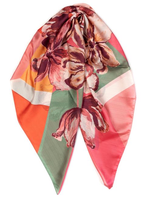 Vince Camuto Pink Colorblock Floral Square Scarf