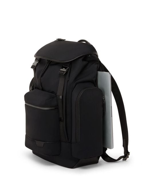 Tumi Black Harrison Griffen Flap Backpack for men