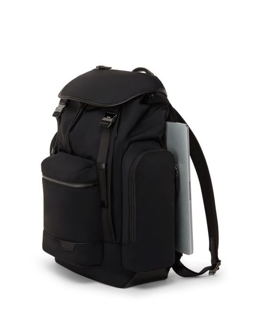 Tumi Black Harrison Griffen Flap Backpack for men