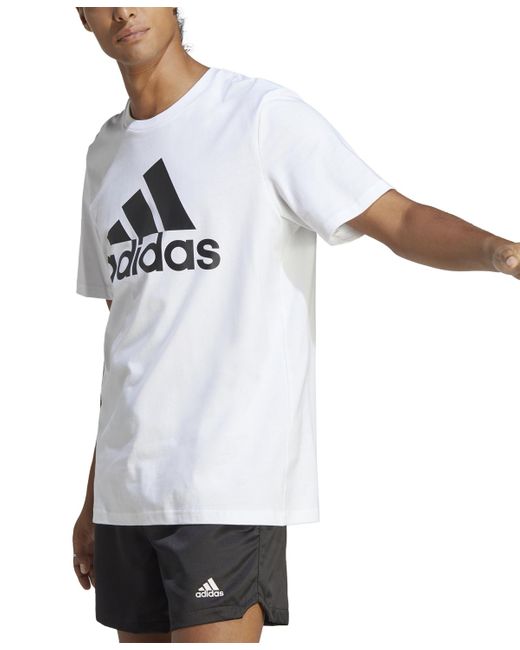 Adidas White Essentials Single Jersey Big Logo Short Sleeve Crewneck T-shirt for men