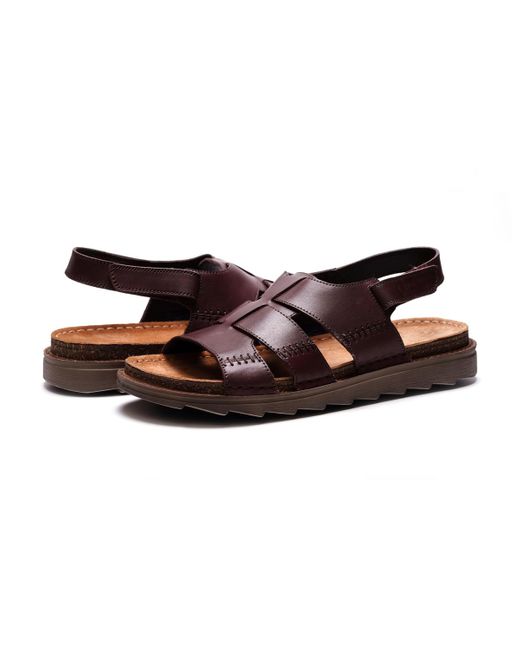 A. Veer Brown Maldiva Back Strap Sandals for men