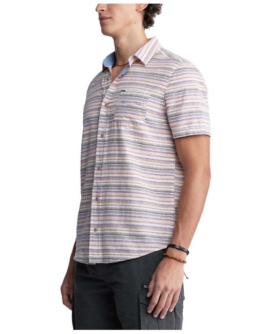 Buffalo David Bitton White Sotaro Striped Short-sleeve Shirt for men
