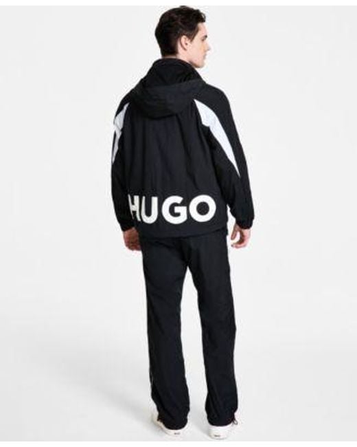 Boss Blue Hugo By Benno Colorblocked Hooded Track Jacket Gregor Relaxed Fit Track Pants for men