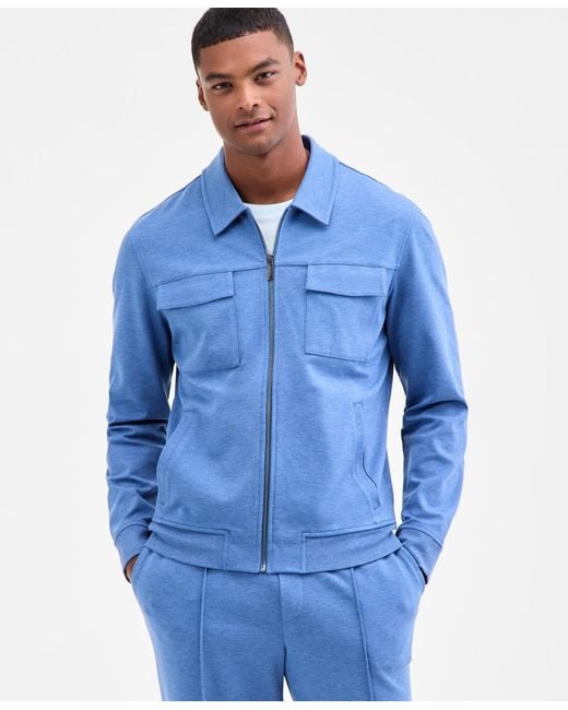 Alfani Blue Weekend Smart Zip-front Stretch Knit Jacket for men