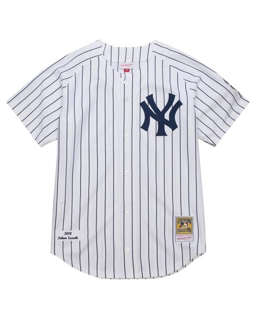 Mitchell & Ness Ichiro Suzuki White New York Yankees 2014 Cooperstown Collection Authentic Throwback Jersey for men
