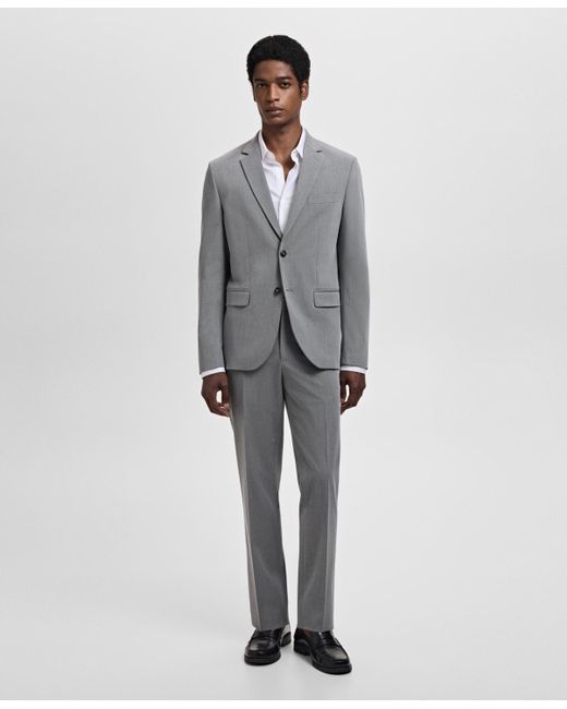 Mango Gray Stretch Fabric Super Slim-fit Suit Pants for men
