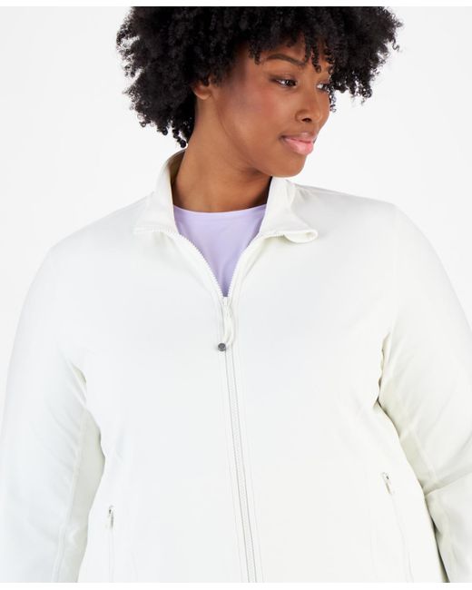 ID Ideology White Plus Size Soft Flex Solid Full-zip Jacket