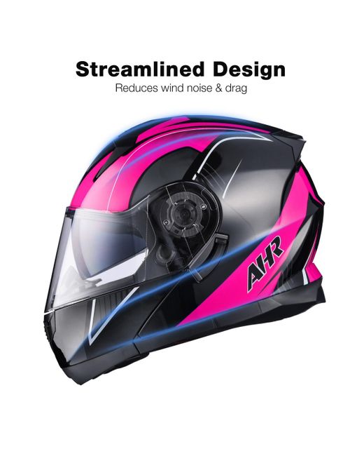Ahr Black Run-m3 Modular Flip Up Helmet Full Face Dual Visor Dot Motorcycle Bike Xxl