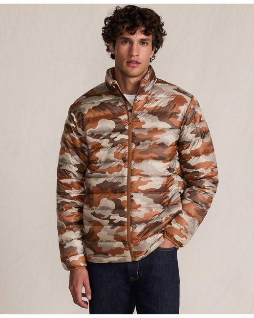 Lands' End Brown Wanderweight Packable Print Down Jacket for men