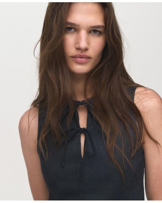 Mango Blue Denim Effect Tie Top