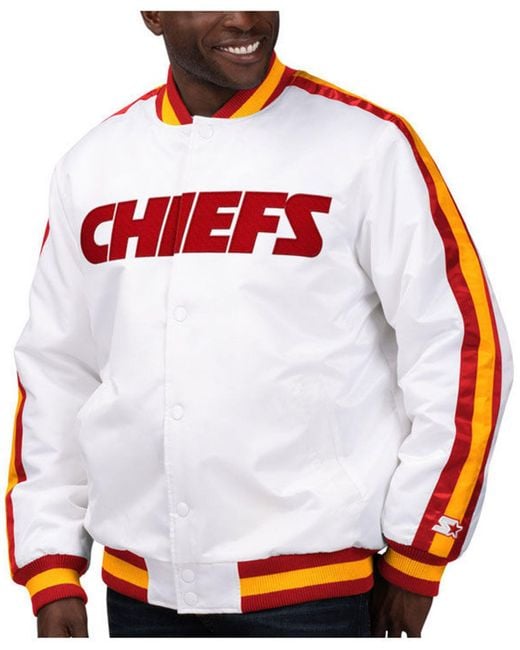 Starter Kansas City Chiefs The D-line Satin Jacket in White for