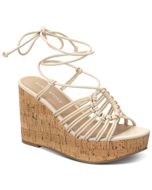 Sun & Stone Metallic Sun + Stone Tillyy Strappy Lace Up Wedge Sandals
