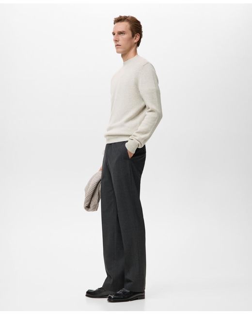 Mango White Structured Wool-blend Knitted Sweater for men