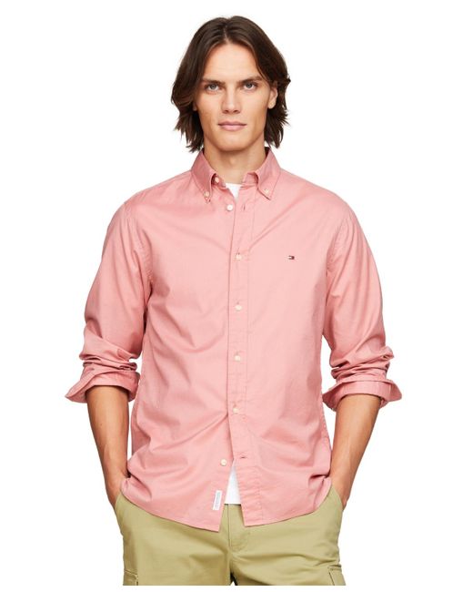 Tommy Hilfiger Pink Regular-fit Flex Poplin Shirt for men