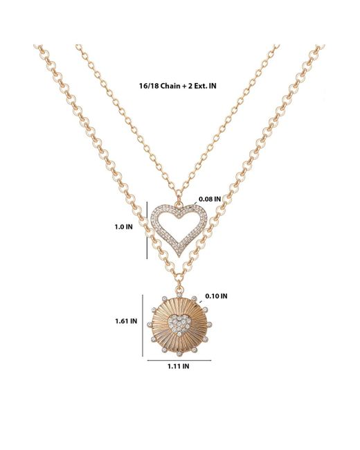 Jessica Simpson White 2-piece Gold & Silver Heart And Eye Layered Necklace Set