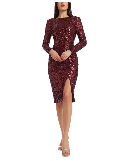 Dress the population top red sequin dress