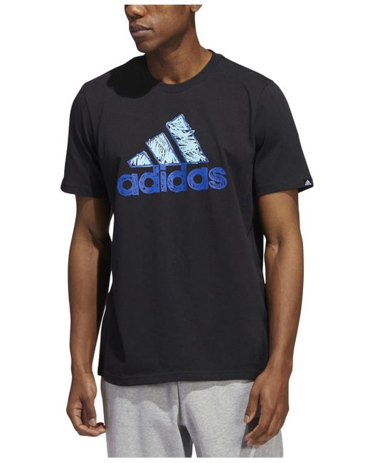 adidas Cotton Sketch Logo T-shirt in Black/Blue (Black) for Men | Lyst ...