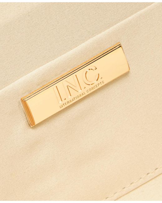 INC International Concepts Natural Caitlin Satin And Crystal Clutch