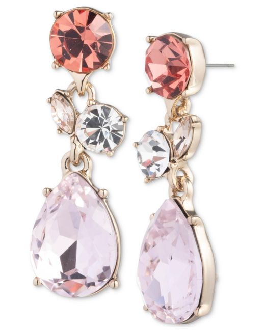 Givenchy Pink Gold-tone Crystal Statement Drop Earrings