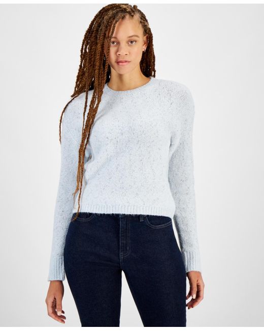 Calvin Klein White Crewneck Long-sleeve Lurex Sweater