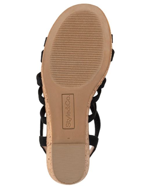 Style & Co. Metallic Arloo Strappy Elastic Wedge Sandals