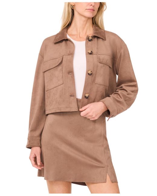 Vince Camuto Brown Cropped Faux-suede Jacket