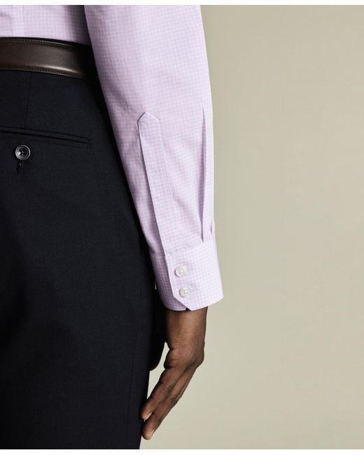 Charles Tyrwhitt White Non-iron Gingham Dress Shirt for men