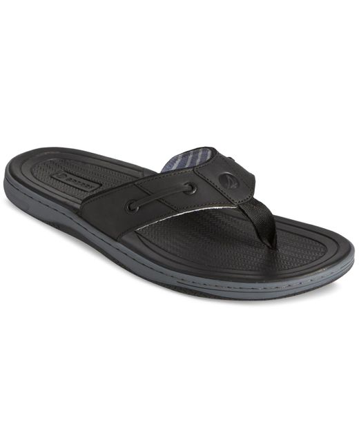 Sperry Top-Sider Black Baitfish Thong Leather Sandals for men