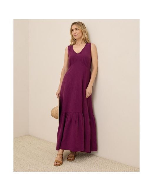 Pact Organic Cotton Coastal Double Gauze Beach To Brunch Dress in Purple |  Lyst