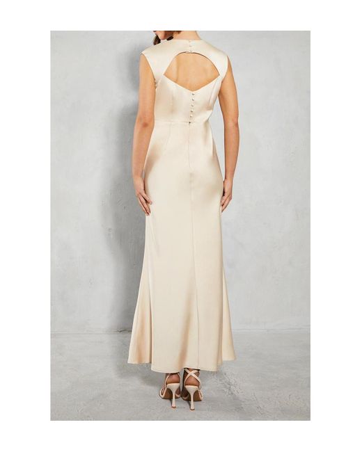 Oasis Natural Satin Maxi Bridesmaid Dress