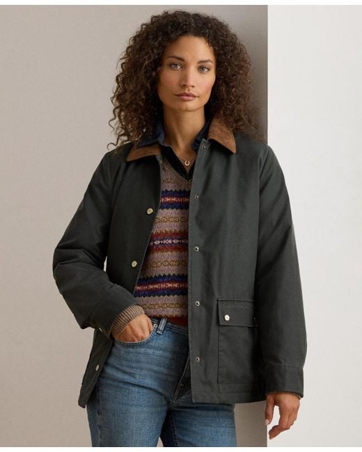 Ralph Lauren Brown Cord-collar Waxed Jacket