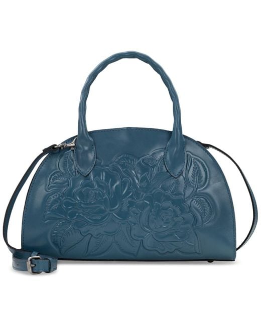 Patricia Nash Blue Angelina Small Leather Top Handle Bag