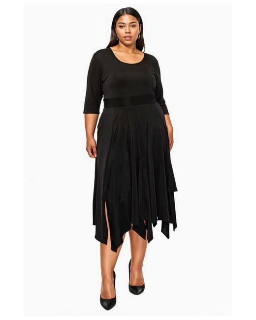 L I V D Black Plus Size Shay Handkerchief Hem Dress