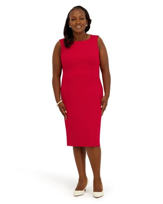 Kasper Women's Red Sleeveless Sheath Dress