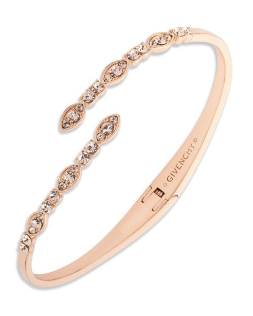 Givenchy White Glass Crystal Bypass Cuff Bracelets (also